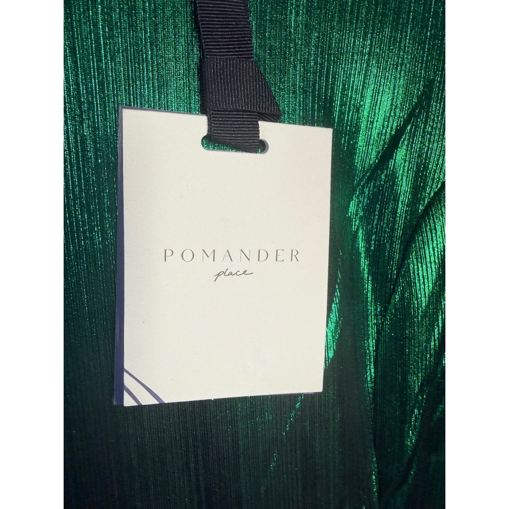 POMANDER PLACE Crinkle Lurex Lillith Maxi Dress Emerald Green XXL NWT - Picture 5 of 8